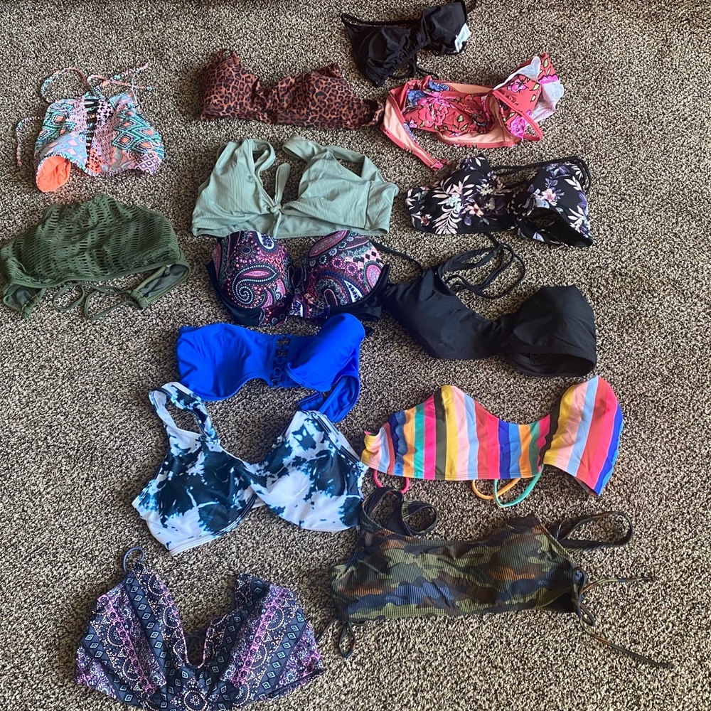 Lot of 14 bathing suits bikini tops
